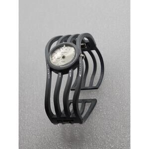 Wearable Metal Work Grill Art Wavy Grey Gray Bracelet Cuff Wrist Band Watch VTG